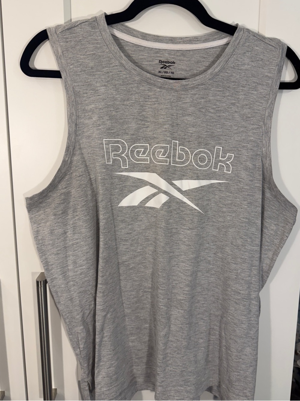 Reebok Gray Muscle Tee with White Logo